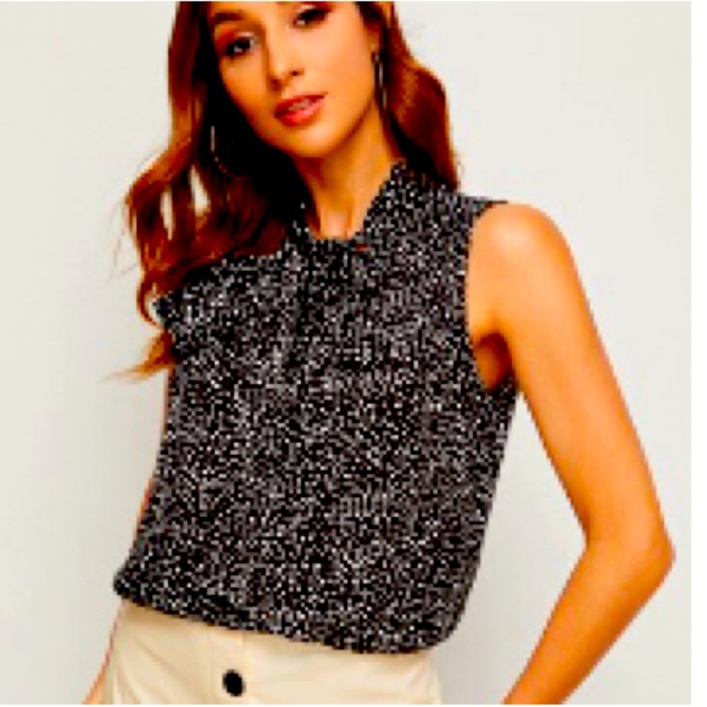 SHEIN Polka Dot Bow Tie Sleeveless Top-SHEIN